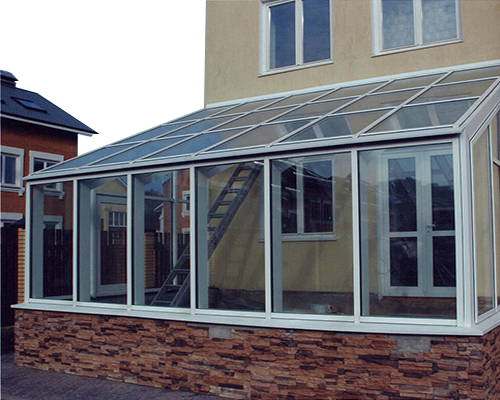 Алюминиевая стеклянная крыша для веранды в Звенигороде